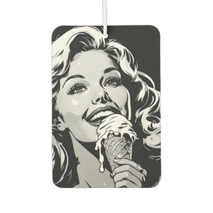 Blonde Woman Enjoying Her Ice Cream Car Air Freshener