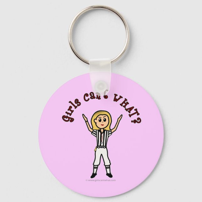 Blonde Womens Football Referee Key Ring (Front)