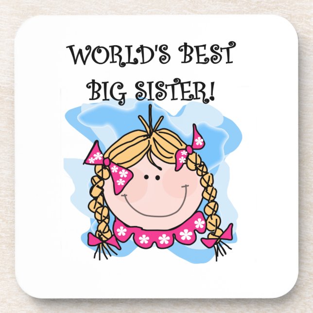 Blonde World's Best Big Sister Gifts Coaster (Front)
