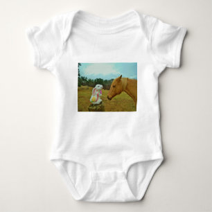 Blonde Yellow horse & Easter Bunny Baby Bodysuit