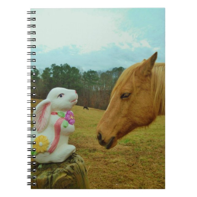 Blonde Yellow horse & Easter Bunny Notebook (Front)