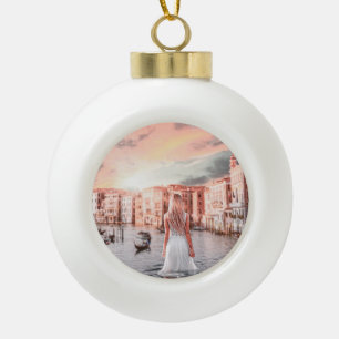 Blondie In Romantic Venice Ceramic Ball Christmas Ornament