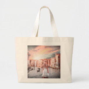 Blondie In Romantic Venice         Large Tote Bag