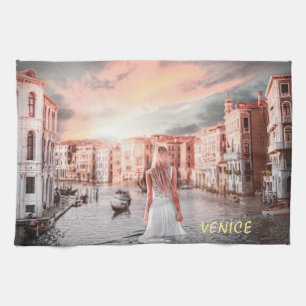 Blondie In Romantic Venice Tea Towel