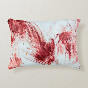 Blood and bloody marks in old bathtub. Halloween b Decorative Cushion
