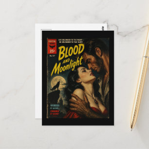 Blood and Moonlight Werewolf and Woman Book Cover Postcard