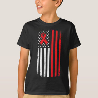 Blood Cancer Awareness American Flag  T-Shirt