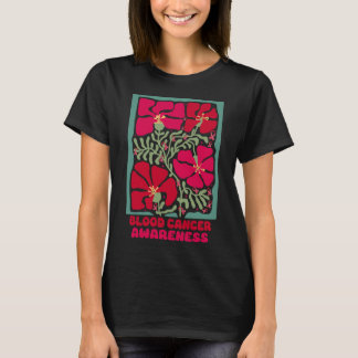 Blood Cancer Awareness Boho Red Flower T-Shirt