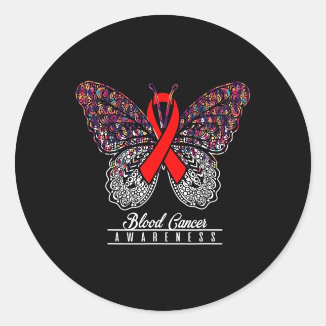 Blood Cancer Awareness  Butterfly Lovers Gifts 2 Classic Round Sticker (Front)