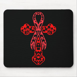 Blood Cancer Awareness Cross God Red Ribbon Faith Mouse Pad