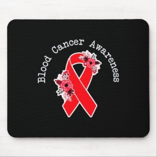 Blood Cancer Awareness Floral Red Ribbon Blood Dis Mouse Pad
