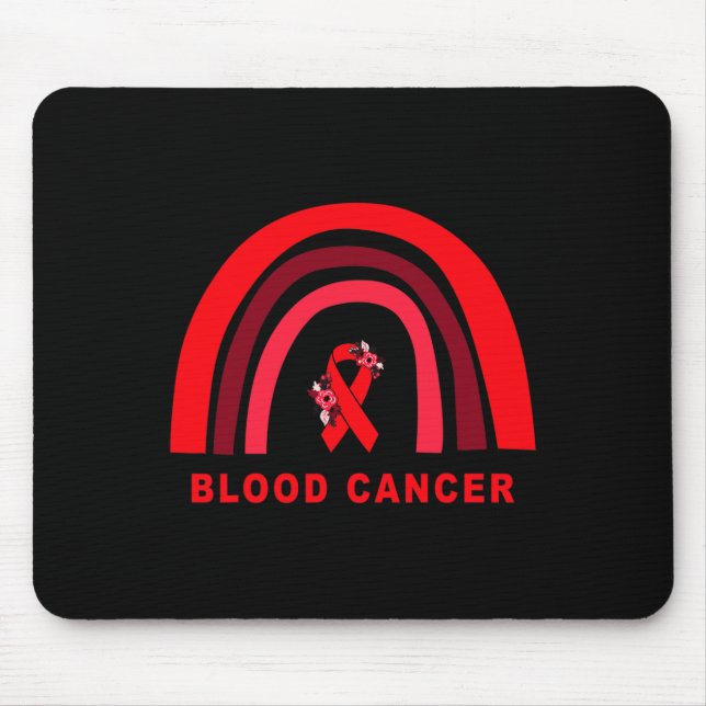 Blood Cancer Awareness Floral Red Ribbon Cute Rain Mouse Pad (Front)