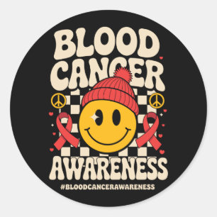 Blood Cancer Awareness Groovy Ribbon Blood Cancer Classic Round Sticker