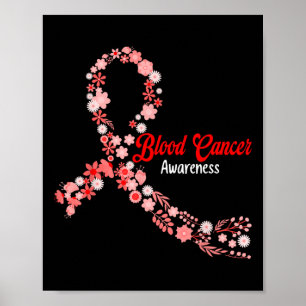 Blood Cancer Awareness Hippie Flower Red Ribbon Su Poster