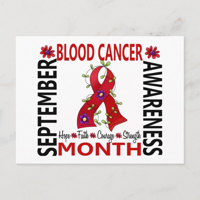 Blood Cancer Awareness Month Flower Ribbon 4 Postcard (Front)