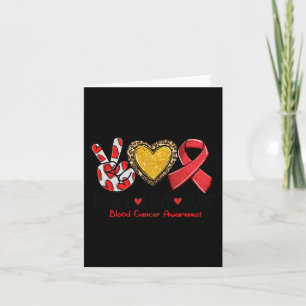 Blood Cancer Awareness Peace Love Cure Red Ribbon Card
