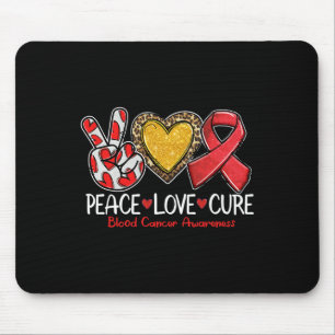 Blood Cancer Awareness Peace Love Cure Red Ribbon Mouse Pad
