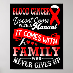 Blood Cancer Awareness Red Ribbon Family Support Poster