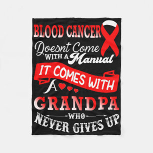 Blood Cancer Awareness Red Ribbon Grandpa Support  Fleece Blanket