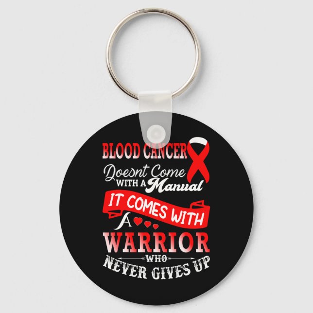 Blood Cancer Awareness Red Ribbon Warrior Support  Key Ring (Front)