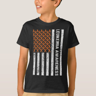 Blood Cancer Awareness Ribbon Orange Leukaemia Fla T-Shirt