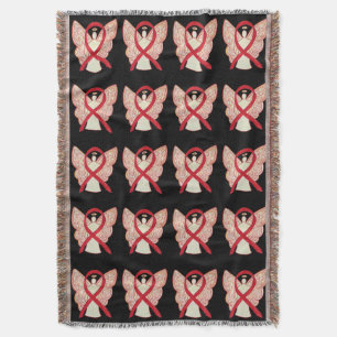 Blood Cancer Awareness Ribbon Throw Blankets