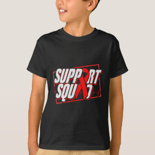 Blood Cancer Awareness - Support Squad - Red Ribbo T-Shirt