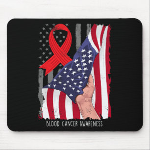 Blood Cancer Awareness Vintage American Flag Red R Mouse Pad
