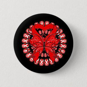 Blood Cancer Butterfly Circle of Ribbons 6 Cm Round Badge