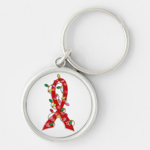 Blood Cancer Christmas Lights Ribbon Key Ring