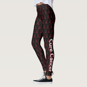 Blood Cancer Cure Red Awareness Ribbon Leggings