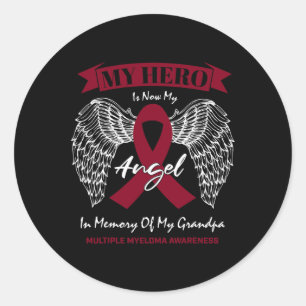 Blood Cancer In Memory Of Grandpa Multiple Myeloma Classic Round Sticker