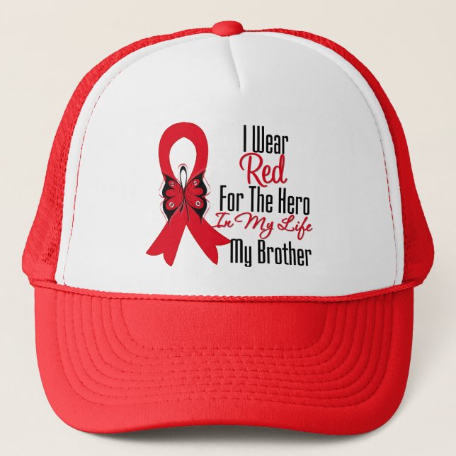Blood Cancer Ribbon Hero in My Life My Brother Trucker Hat (Front)
