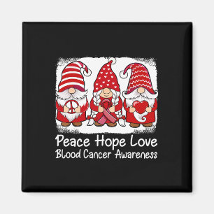 Blood Cancer Support gnomes with ribbon Red  Magnet
