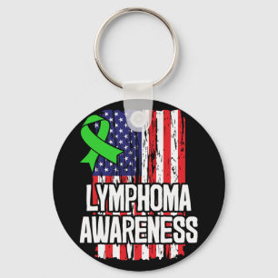 Blood Cancer Survivor Lime Green Awareness Ribbon Key Ring