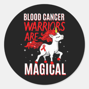Blood Cancer Warrior Magical Unicorn Red Ribbon Li Classic Round Sticker