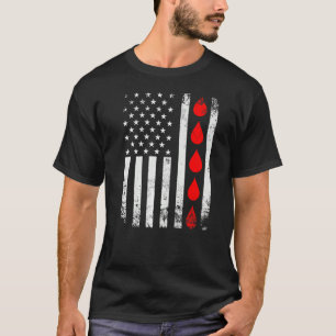 Blood Donor Phlebotomist American Flag Donate Bloo T-Shirt