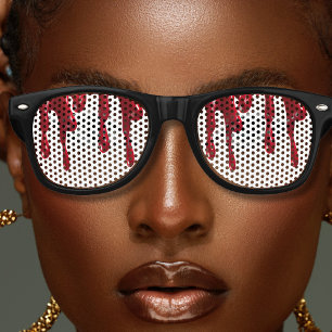 Blood Drip Red & White Spooky Halloween Retro Sunglasses