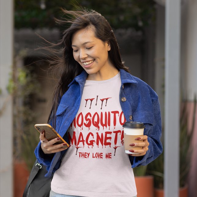 Blood Dripping Mosquito Magnet They Love Me Womens T-Shirt (Mosquito Magnet womens t-shirt)