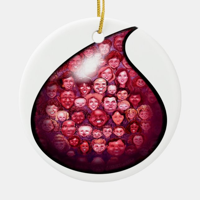 Blood Drop Ceramic Tree Decoration (Front)