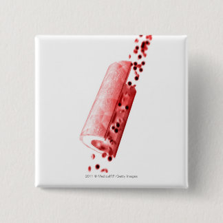 Blood flowing through an artery 15 cm square badge