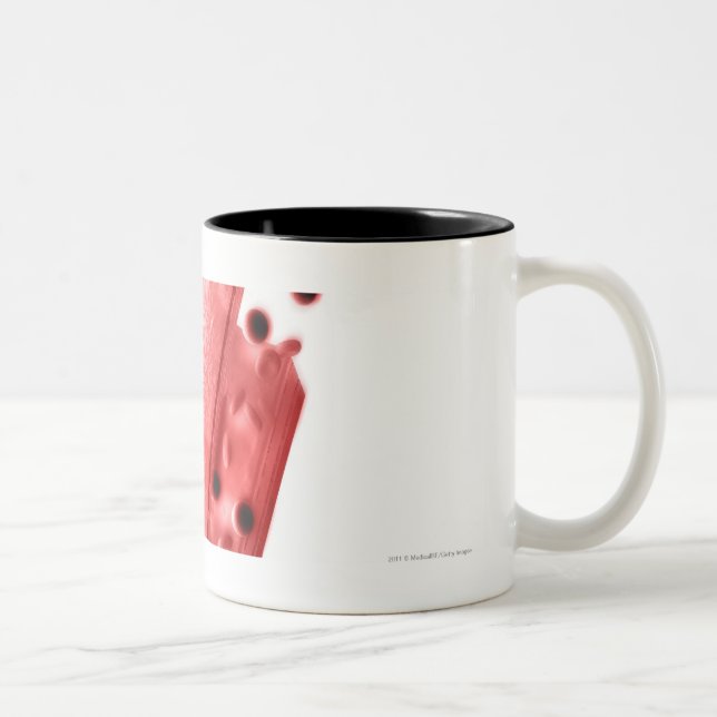 Blood flowing through an artery Two-Tone coffee mug (Right)