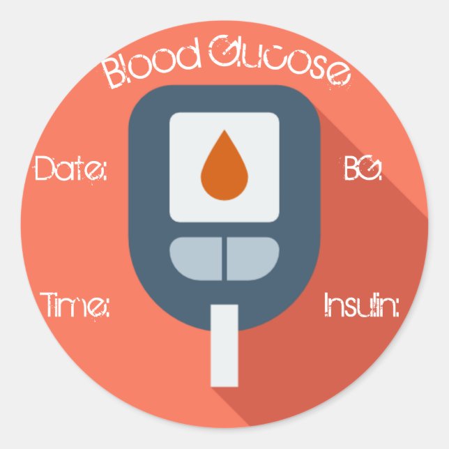 Blood Glucose Monitoring Classic Round Sticker (Front)