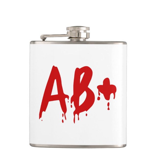 Blood Group AB+ Positive #Horror Hospital Hip Flask (Front)