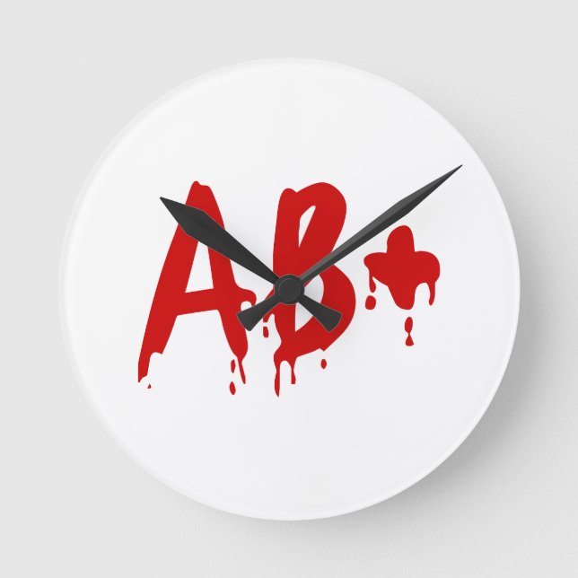 Blood Group AB+ Positive #Horror Hospital Round Clock (Front)