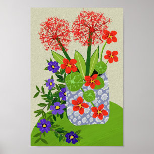 Blood lily , Surfinia and Nasturtium Poster