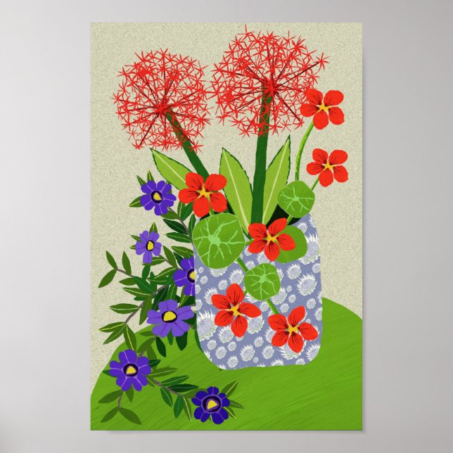 Blood lily , Surfinia and Nasturtium Poster (Front)