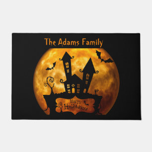 Blood Moon and Haunted House Spooky Halloween Doormat