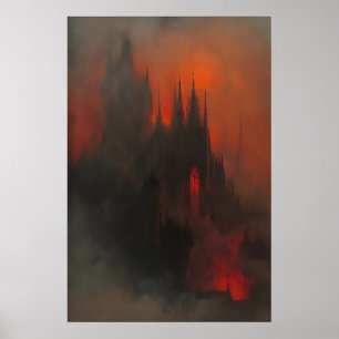 Blood Moon Dracula Dark Gothic Castle Art Print