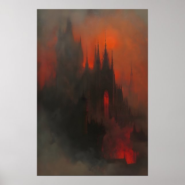 Blood Moon Dracula Dark Gothic Castle Art Print (Front)